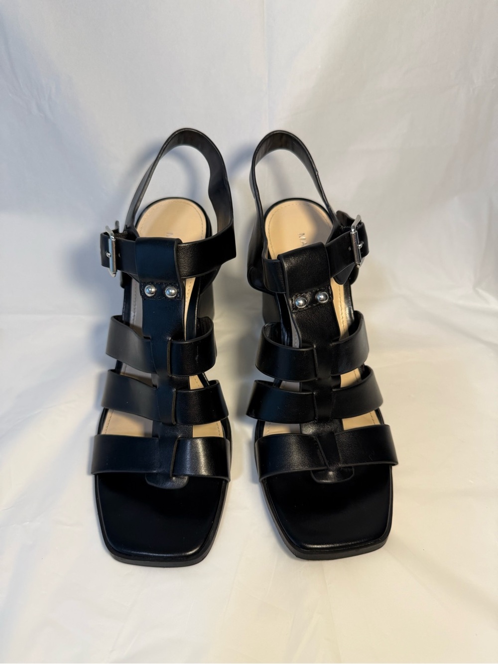 Marc Fisher Black Strappy Gladiator Slingback Heels
